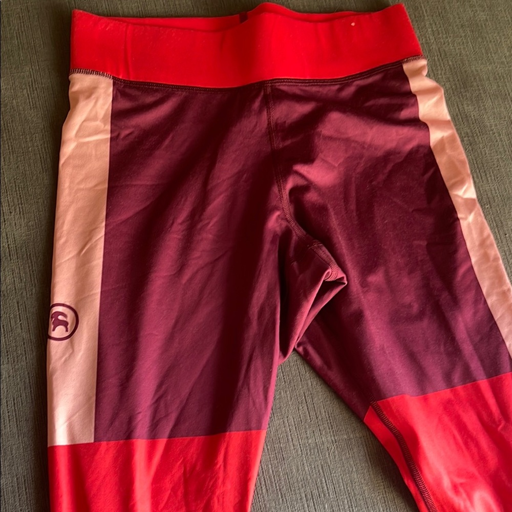 Vibrant Pink and Red Color-Blocked Leggings